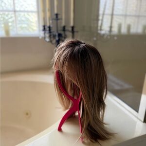 Long Brown Wig with Blonde Highlights